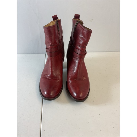 Frye Ankle Boots 9.5 Red Jackie Rivet Leather Boho Rustic Country Western - Picture 4 of 11